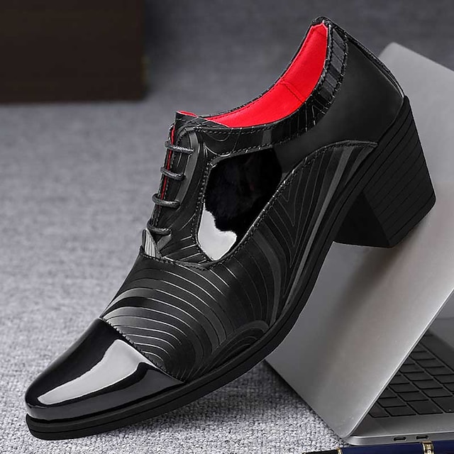 Voor heren Oxfords Derby-schoenen Jurk schoenen Schoenen voor Extra Lengte Smoking schoenen Casual Brits Bruiloft Feesten & Uitgaan Lakleer Lengteverhogend Veters Zwart Wit Lente Herfst