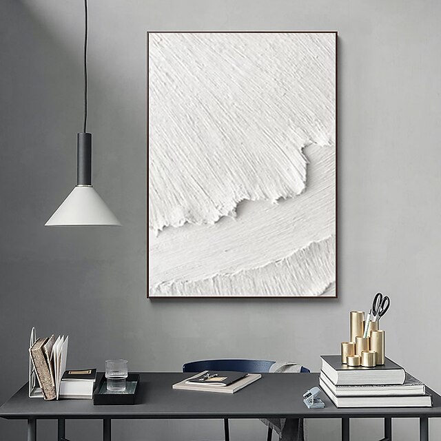 Modern Wall Painting Art Heavy Textured Thick 3D Abstract White Acrylic