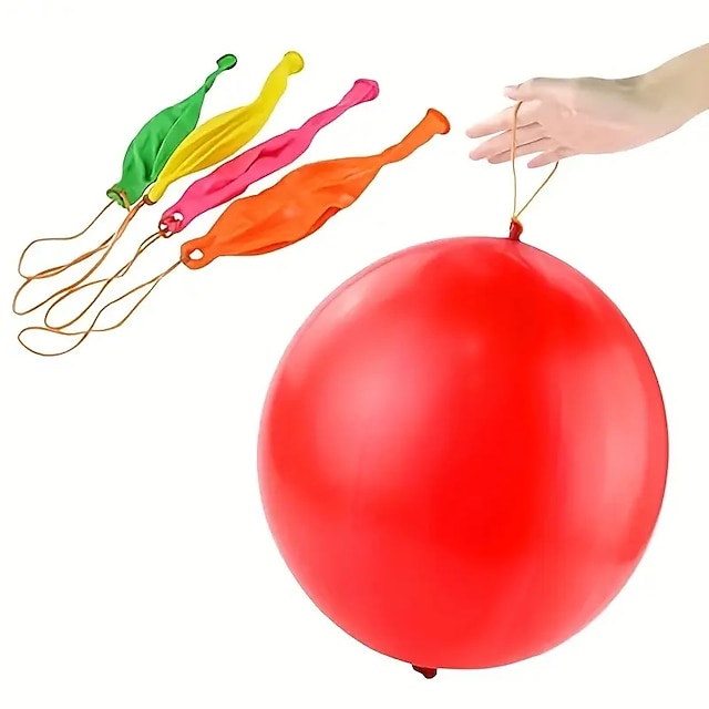 25pcs Punch Balloons Punching Balloon Heavy Duty Party Favors Bounce Balloons With Rubber Band Handle Rubber Balloon Bundle For Birthday Party Decor Holiday Accessory Party Pack Kids Outdoor Toys
