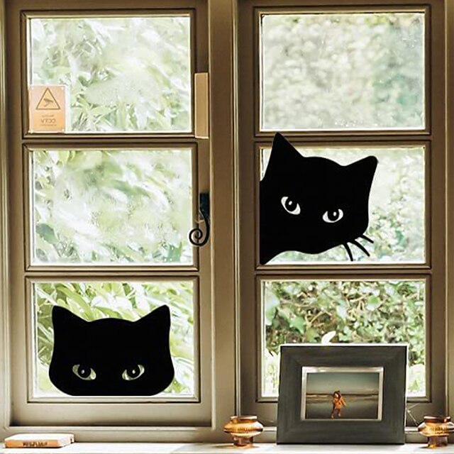 Schwarze Katze Fensterdekoration Aus Acryl – 30 X 30 Cm, Halloween-Deko, Für Innen & Außen, Gruselig-gothic