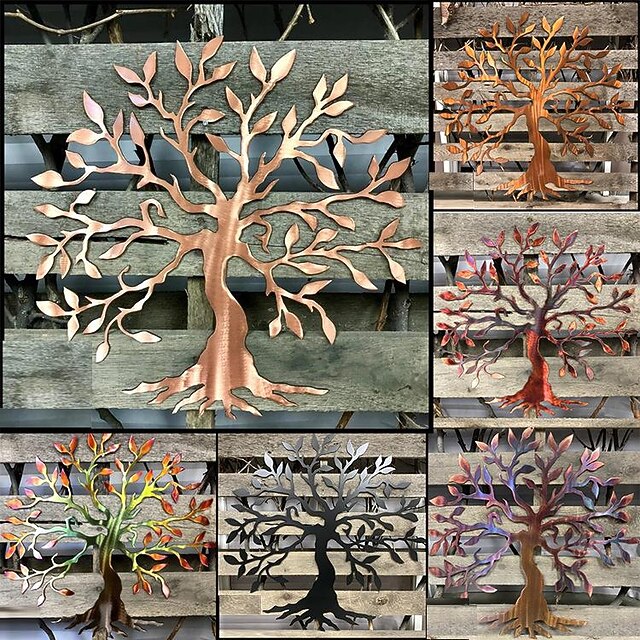  Árbol de metal para decoración de pared, árbol de la vida, arte de pared de metal, pájaro, adorno para el hogar, dormitorio, sala de estar, decoración de ventanas