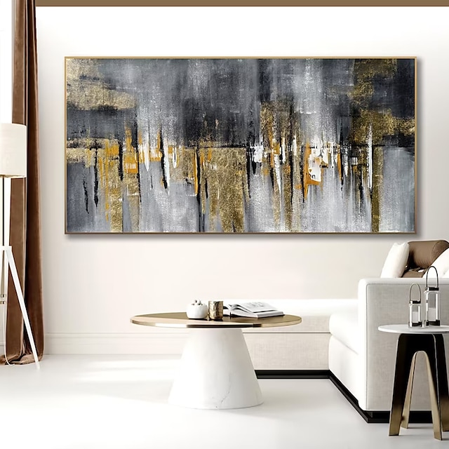  Handmade Oil Painting Canvas Wall Art Decoration Modern   Abstract Gold Horizontal Large Size for Living Room Home Decor Rolled Frameless Unstretched Painting