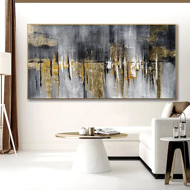 Handmade Oil Painting Canvas Wall Art Decoration Modern Abstract Gold Horizontal Large Size for Living Room Home Decor Rolled Frameless Unstretched Painting 8