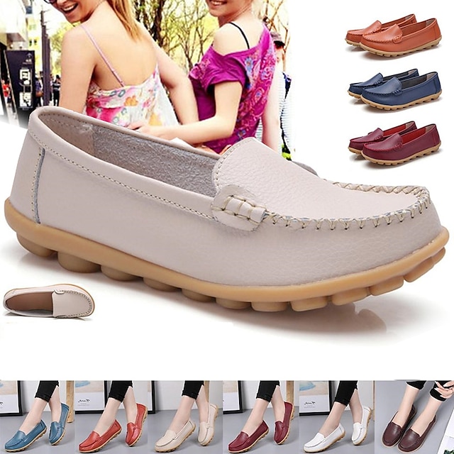  Pentru femei Pantofi Flați Slip-On-uri Mocasini Mărime Plus Size Pantofi de confort În aer liber Zilnic Culoare solidă Vară Toc Drept Vârf pătrat Casual Confortabili minimalism Plimbare Imitație