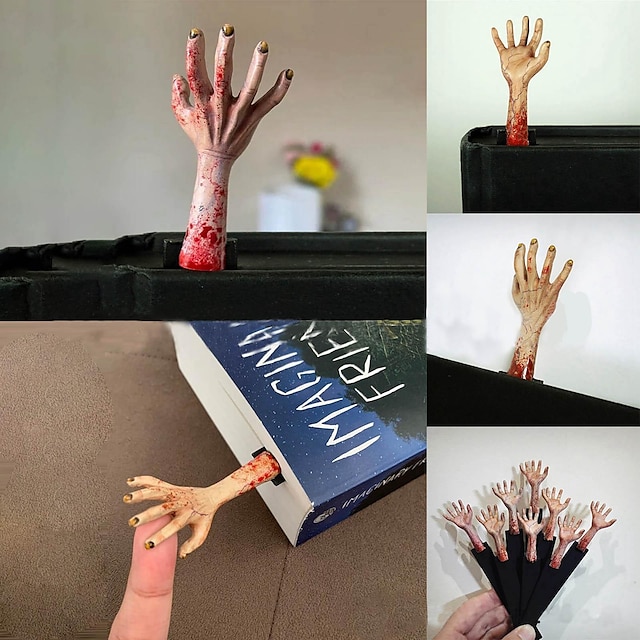  Halloween Horror Hand Bookmark Decoration Resin Crafts Haunted House Hotel Secret Room Tricky Pendant