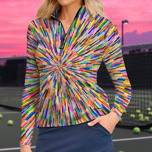 Acegolfs Women's Golf Polo Shirt Golf Shirt Yellow Pink Red Long Sleeve Golf Apparel Golf