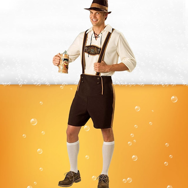 Oktoberfest øl Kostume Bluse / Skjorte lederhosen Oktoberfest / øl bayerske bayerske Tysk Enger Herre Tradisjonell stil klut Genser Shorts