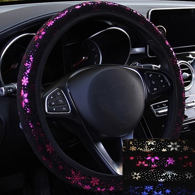  starfire universal estampado en caliente copo de nieve banda elástica cubierta del volante accesorios de estilo de coche