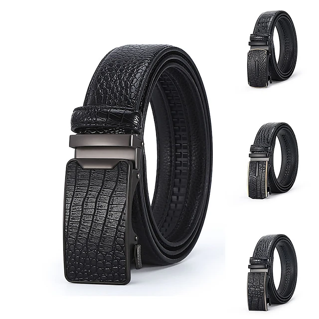 Men's Leather Belt Tactical Belt Black 1# Black 2# Cowhide Plain Daily Wear Going out Weekend 5