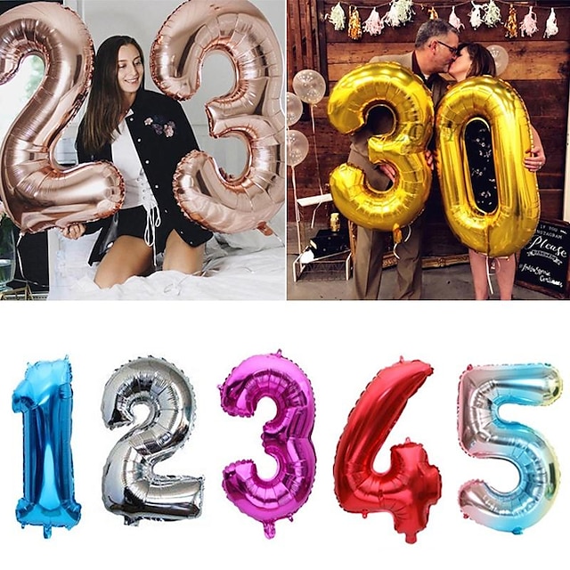  5PCS/Sets Number Ballon 32 inch Aluminum Helium Foil Balloons for Birthday Party Anniversary