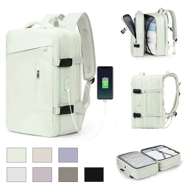  mochila de viagem aprovada para vôo mochila para mulheres homens mochila de bagagem grande expansível mochila de negócios para fins de semana