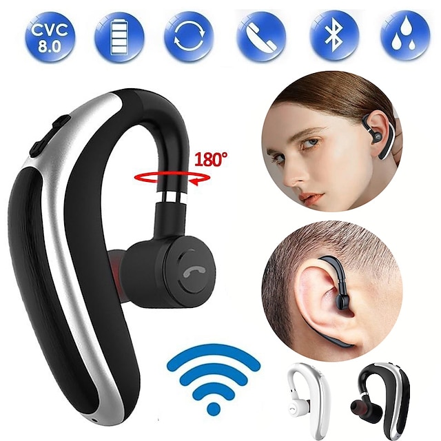  אוזניות אלחוטיות Bluetooth 5.0 עמיד למים ספורט אוזניות Bluetooth אוזניות עסקיות אוזניות נהיגה אוזניות אוזניות אוזניות ביטול רעשים עם מיקרופון עבור ios android windows smartphone
