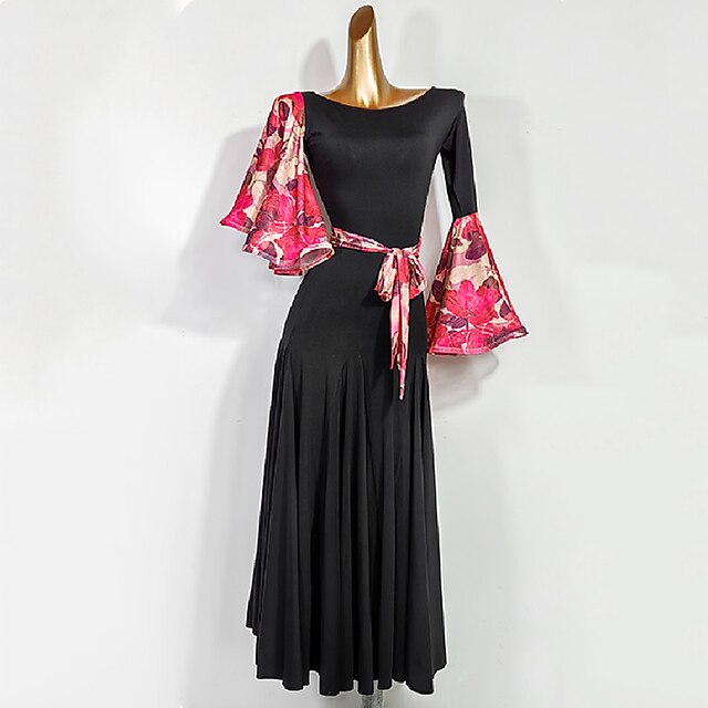  Danse de Salon Robe Imprimé Plissé Fantaisie Femme Utilisation Soirée manche longue Polyester Maille