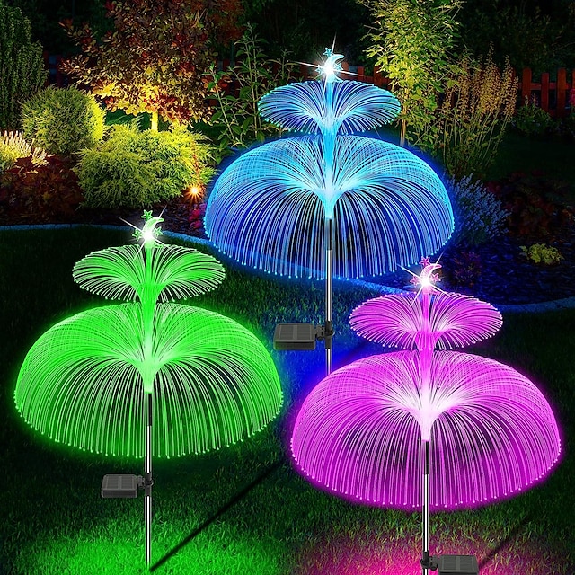  2ks solární zahradní světla medúza solární světlo na trávník venkovní vodotěsné 7 barev měnící hvězda měsíc nádvoří světlo pro vilu zahradní chodník park krajinná dekorace