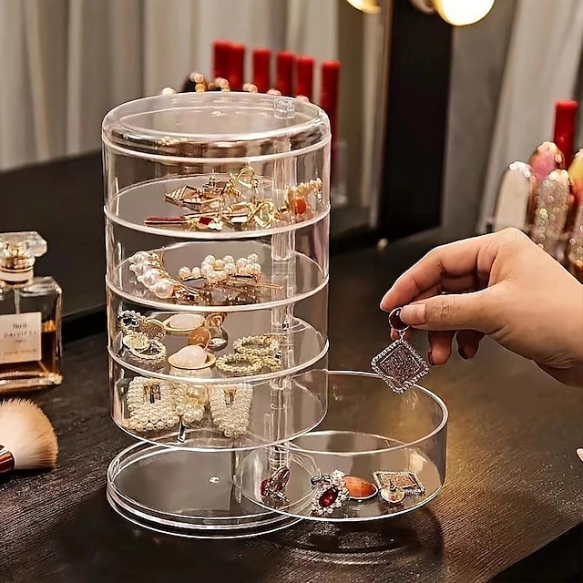  Jewelry Storage Box Storage Rack Multi-Layer Rotating Earrings Hairpin Headdress Head Rope Box Exquisite Finishing Jewelry Box