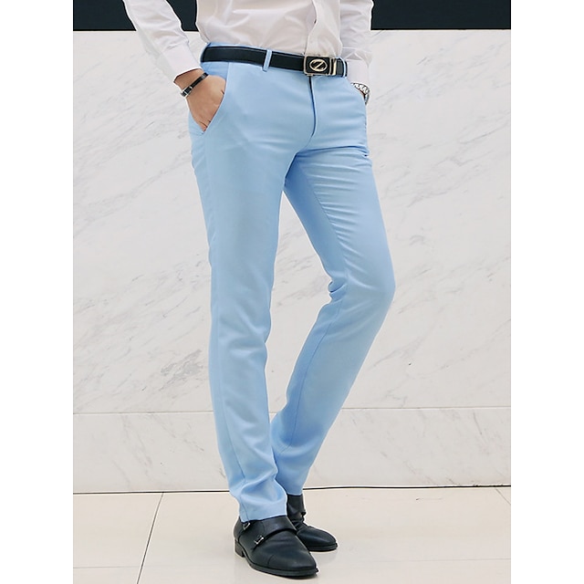 Men's Dress Pants Trousers Chino Pants Suit Pants Zipper Plain Ankle ...