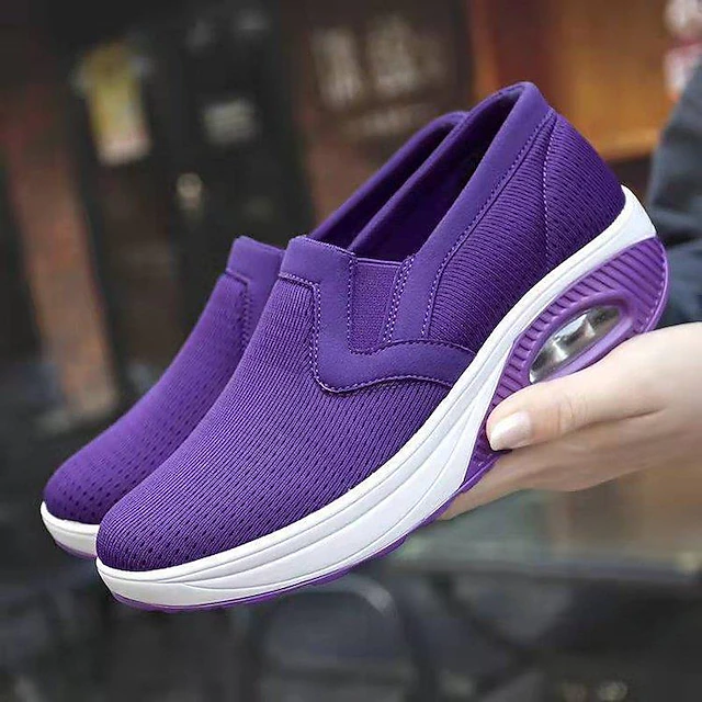 Women's Purple Slip-On Athletic Walking Shoes with Air Cushion Sole for Comfort and Support 11