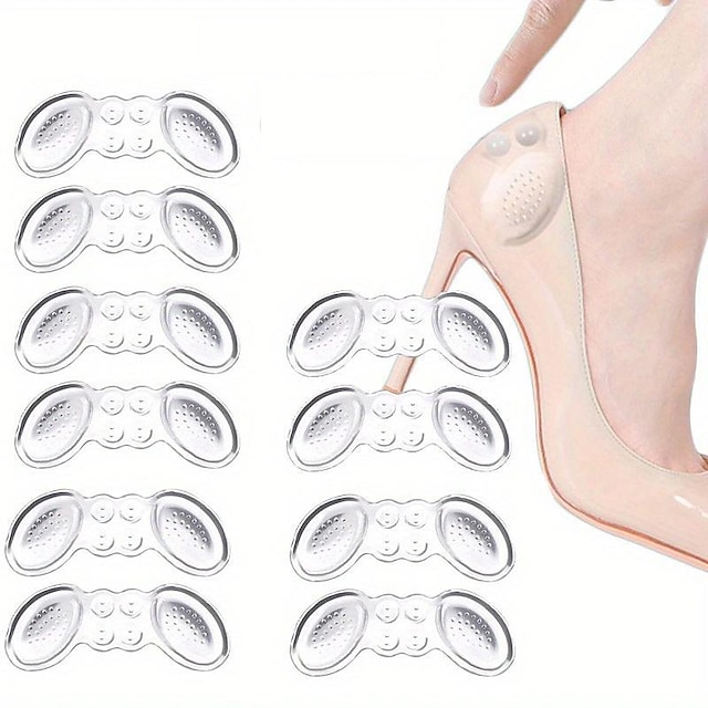  5 pares de almofadas de calcanhar de silicone para calçados femininos inserções de alívio da dor no calcanhar reduzem o enchimento do tamanho do sapato acolchoamento para forro de salto alto