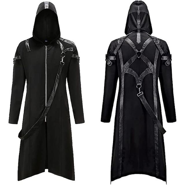 Punk & Gothic Steampunk Coat Costume Trench Coat Hooded Men's Cosplay ...