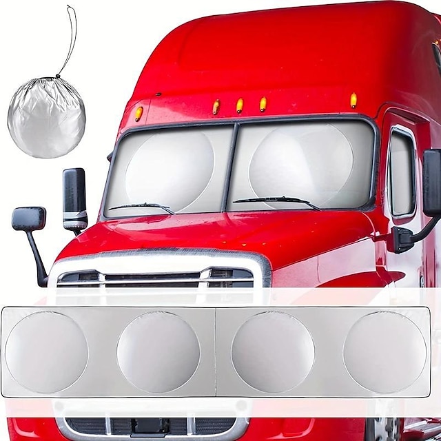  Pára-sol dianteiro semi-caminhão 240t para-sol protetor de pára-brisa dobrável com bolsa de armazenamento para-sol anti-uv para caminhão