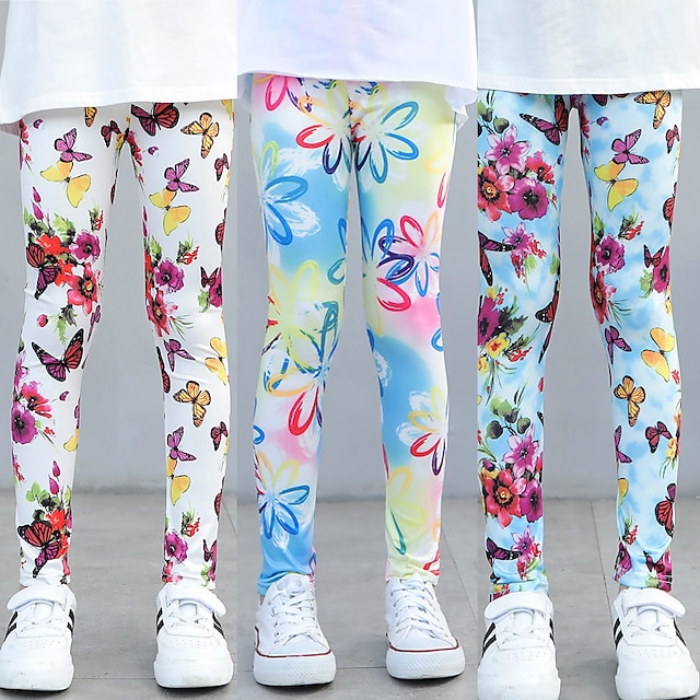  Leggings Enfants Fille Floral Actif Extérieur 7-13 ans Printemps Imprimé léopard Magnolia chrysanthème