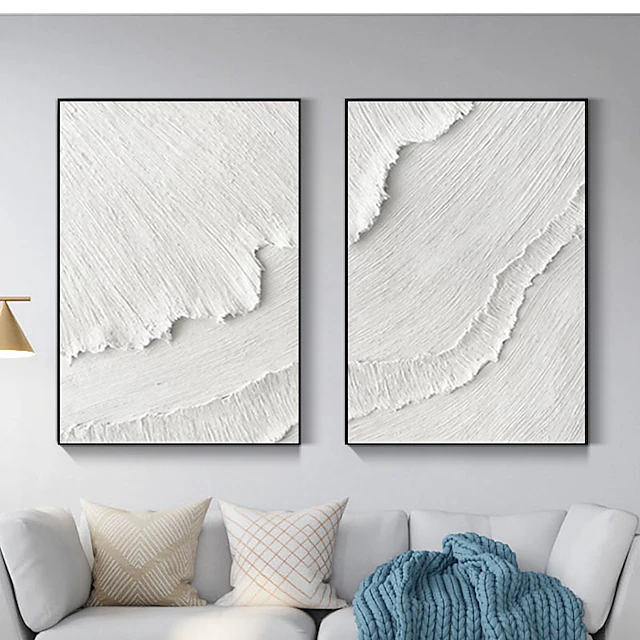Modern Wall Painting Art Heavy Textured Thick 3D Abstract White Acrylic Painting Canvas Picture Art Hand Painted Wall Artwork 9