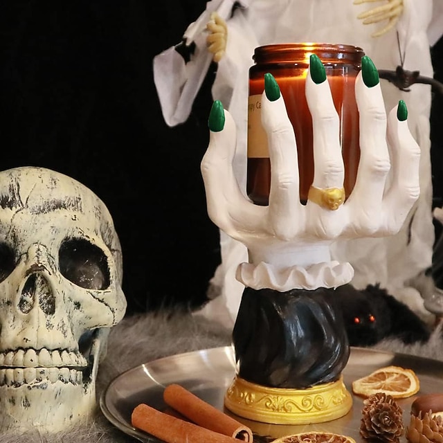  suport pentru lumânări de halloween mâna vrăjitoarei, mâna de vrăjitoare suport pentru lumânări pentru halloween palmier, sfeșnic de rășină pentru mâna vrăjitoarei, decorațiuni pentru petrecerea de acasă de Halloween, decor casă bântuită