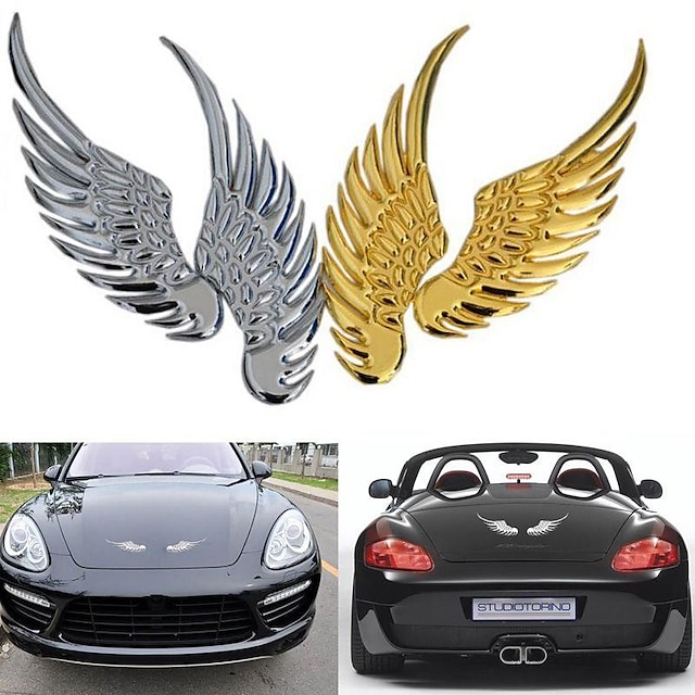  Cool 1Pair 3D Metal Angels Wings Car Auto Decoration Emblem Badge Decal Logo Sticker