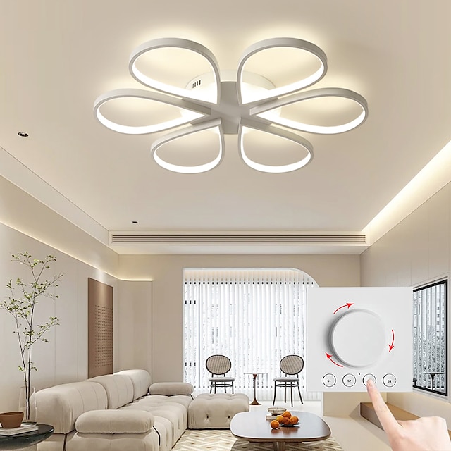  LED Ceiling Light Lotus Design Ceiling Lamp Modern Artistic Metal Acrylic Style Stepless Dimming Bedroom Painted Finish Lights ONLY DIMMABLE WITH REMOTE CONTROL 85-265V