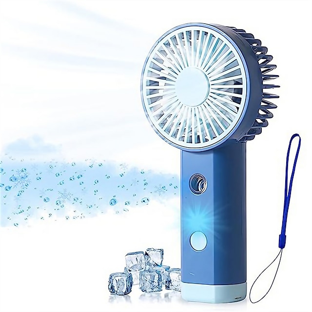  Mini Handheld Fan with Spray Function and 3 Adjustable Speeds Portable Makeup Cooling Fan USB Rechargeable Pocket Fan with Lanyard for Home Office and Outdoor Activities