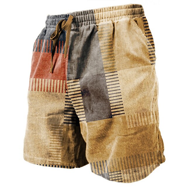 Men's Shorts Summer Shorts Beach Shorts Drawstring Elastic Waist 3D ...