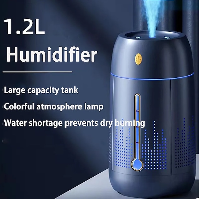  1.2L Large-capacity Humidifier Home Large Fog Volume Lantern Air Purifier Aromatherapy Machine Living Room Office Desktop Silent Humidifier USB Plug-in