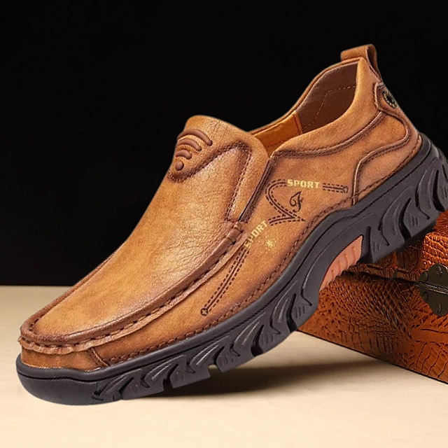  Homens Sapatos casuais masculinos Sapatos de couro Sapatos Confortáveis Caminhada Vintage Clássico Casual Diário Escritório e Carreira Borracha Couro Sintético Confortável Antiderrapante Mocassim