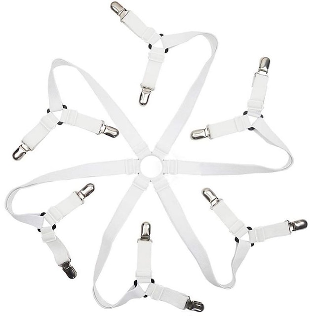  Soporte de sábanas ajustable con 12 clips, fijadores de edredón, soporte de sábanas elástico ajustable para sábanas, fundas de colchones, fundas de cojines de sofá, clips de sábanas