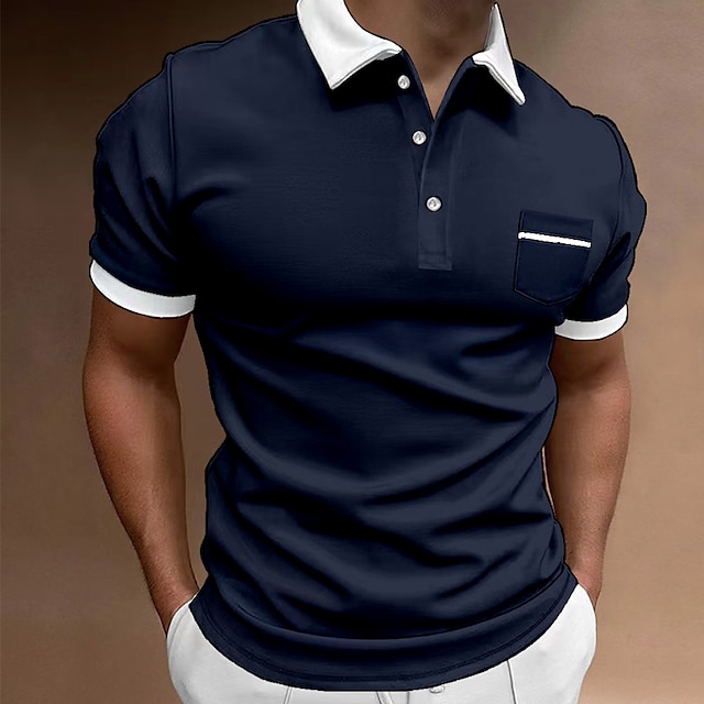 Men's Button Up Polos Polo Shirt Casual Holiday Lapel Short Sleeve ...