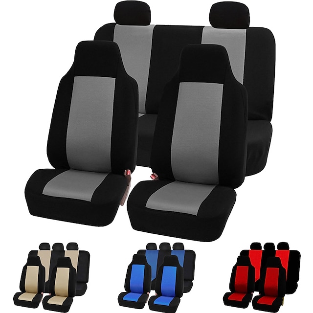  Ensemble de housses de siège de voiture en polyester universel starfire adapté à la plupart des voitures tissu uni bicolore accessoires de voiture élégants protecteur de siège