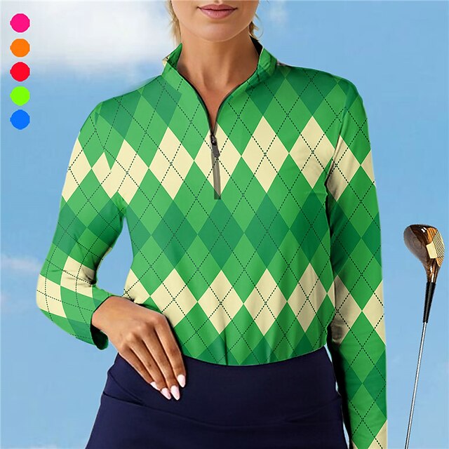 Acegolfs Women's Golf Polo Shirt Golf Shirt Violet Pink Red Long Sleeve Golf Apparel Golf