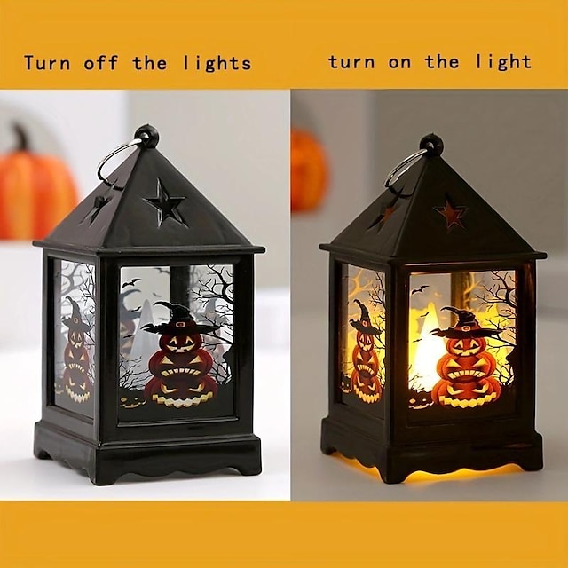  Halloween Wind Lamp Scene Night Light Led Electronic Candle Lamp Ghost Portable Pumpkin Lamp Candle Holder