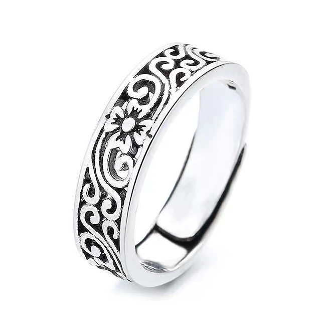 1PC Adjustable Ring For Men's Women's Gift Daily Date Alloy Retro Joy 5