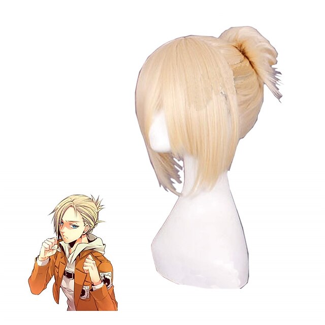  Annie Leonhart peluca anime cosplay Annie Leonhart pelo corto dorado claro