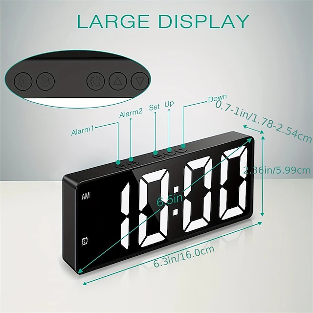 Digital Electronic Alarm Clock Large LED Alarm Clock With Temperature ...