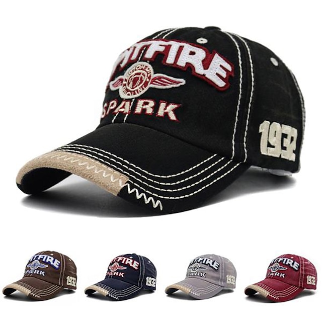  Unisex Cap Basecap Sonnenhut Schwarz Rote Baumwolle Gewaschen Reise Strand Design Outdoor Urlaub Buchstabe Einstellbar Sonnenschutz Modisch