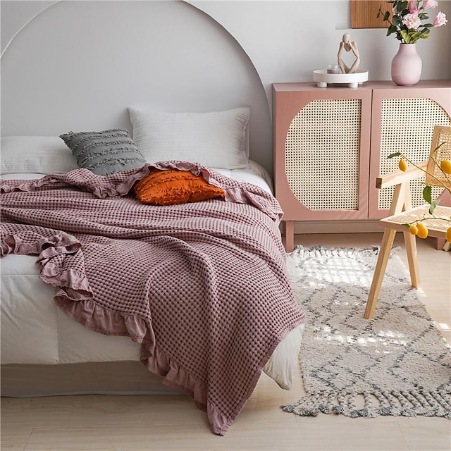 New Korean Version Lace Waffle Towel Cooling Blanket Double Person Pure