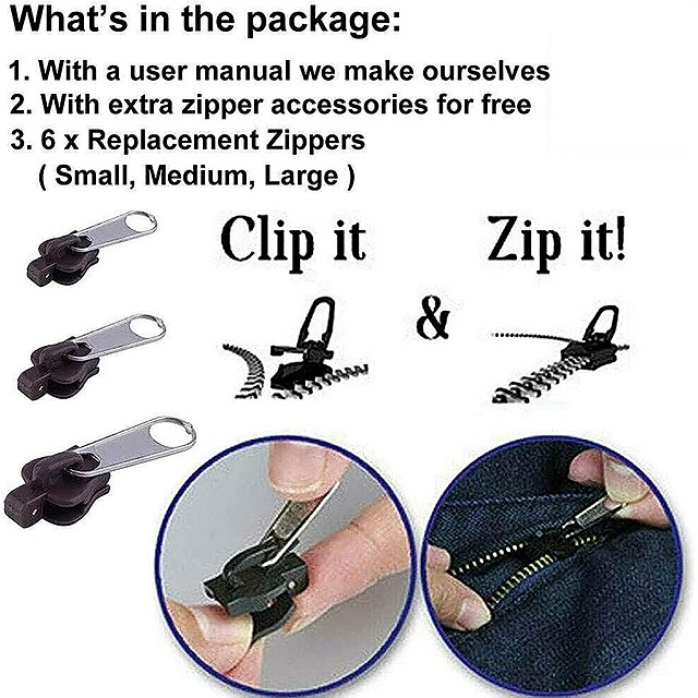 6pcs Fix Zip Puller Set- Zip Slider Repair Instant Kit - Fix Zipper ...