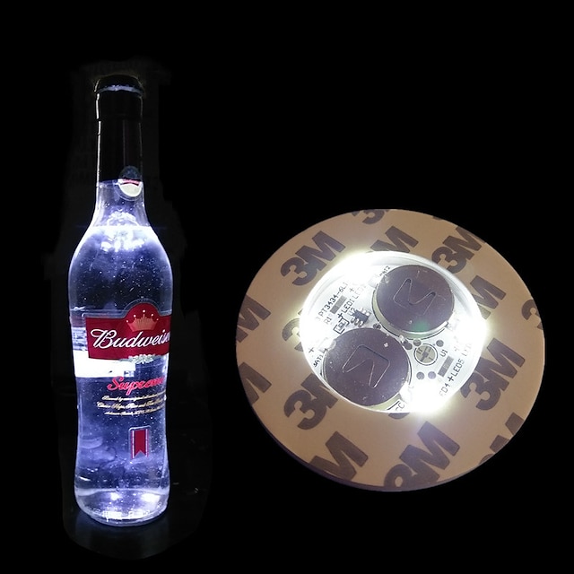  1/2/5pcs LED Coaster Flashing Creative Luminous Bottle LED Light Cup Sticker Mat Bar Club Party Supply Coaster Decor