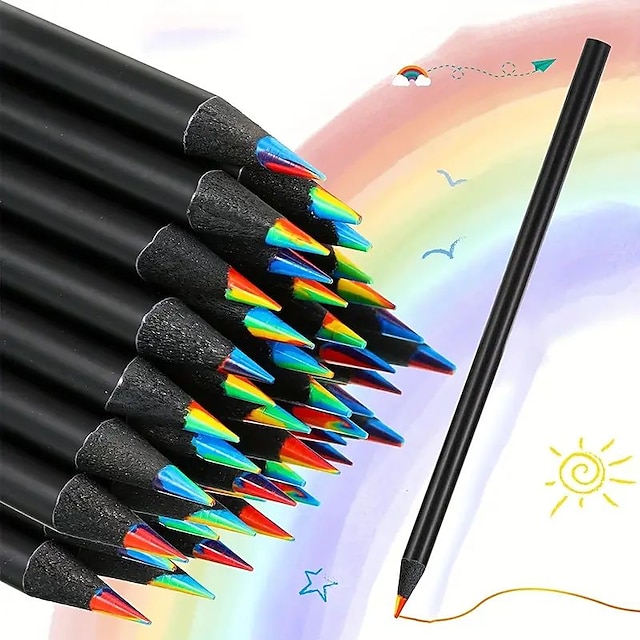  8 stk regnbuefargede blyanter 7 farger i 1 regnbuefargede blyanter gave til barn. egnet for skoler lærere elever barn for å skissere doodling fargelegging maleri