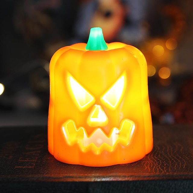  Halloween-Dekoration: Elektronisches Jack-o-Lantern-Kerzenlicht, tragbares Kerzenleuchter-Nachtlicht, Geisterfest-Dekoration, Requisiten-Atmosphären-Layout, geeignet als herbstliche Erntedankfest-Tischdekoration