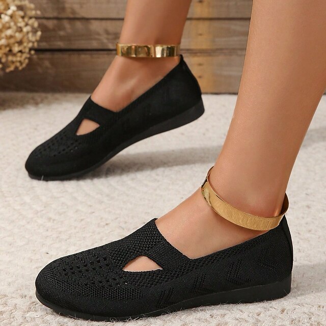 Women's Flats Slip-Ons Flyknit Shoes Slip-on Sneakers Comfort Shoes ...