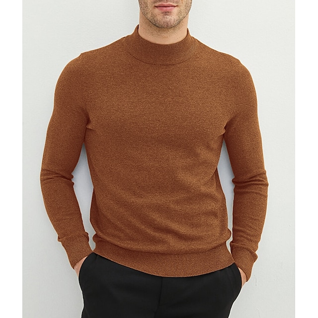  Homme Pull Chandail Pull A côtes Tricoter Tricoté Plein Col montant mode Décontractées Usage quotidien Vacances Vêtement Tenue Printemps & Automne Noir Blanche S M L