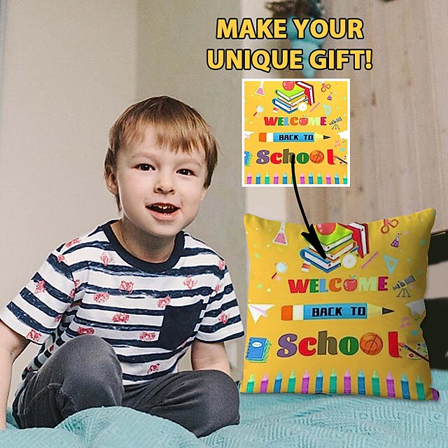 Personalized Gift Throw Pillow Cover Back to School Children Design